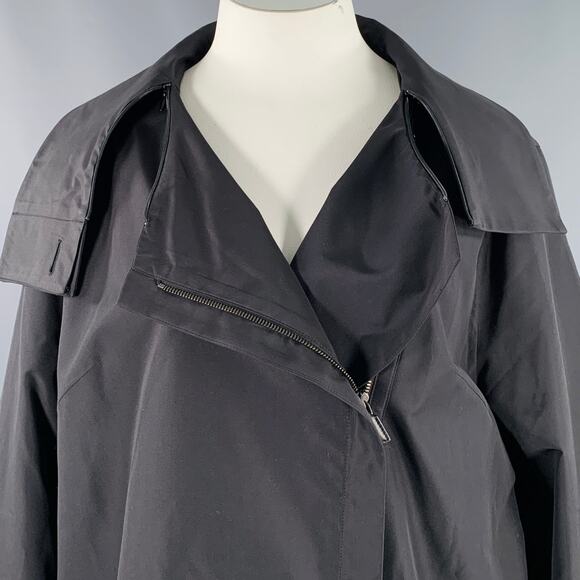 AKRIS Size 12 Black Silk Zip Up Coat - Picture 2 of 8